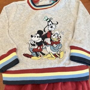 NWOT Disney Two Piece Grey Sweater with Burgandy Velour Pants